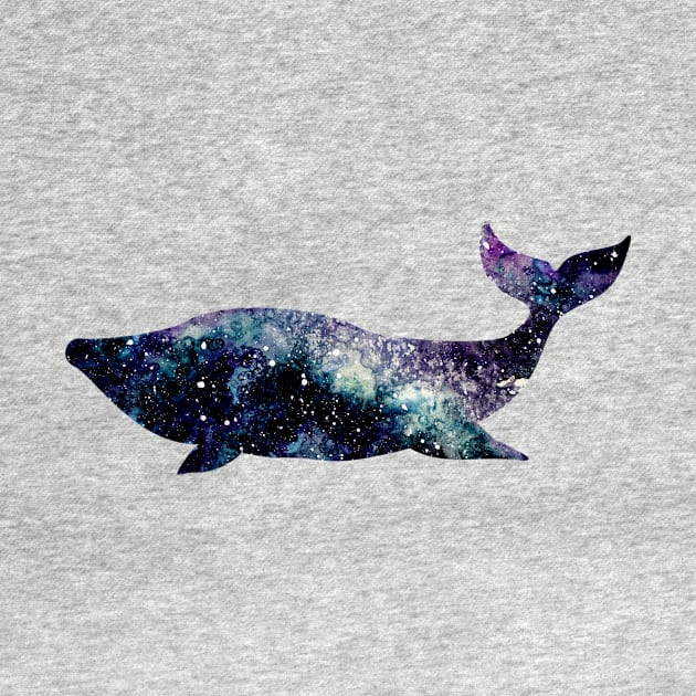 Watercolor Colorful Galaxy and Whale by Cordata